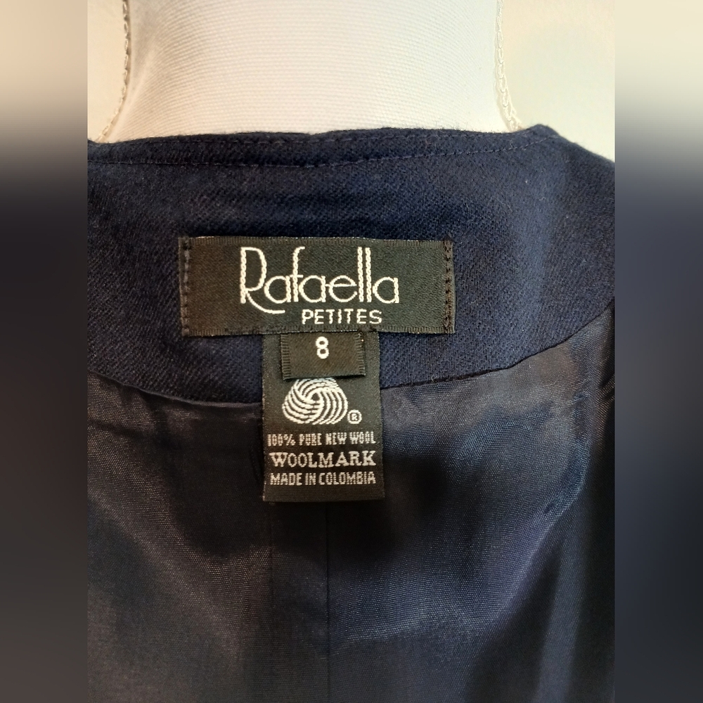 Rafaella Petites 100% Wool Navy Sleeveless Button Front Dress - Size 8P - Picture 2 of 12